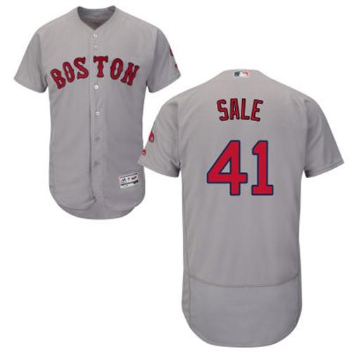 Red Sox #41 Chris Sale Grey Flexbase Authentic Collection Stitched MLB Jersey - Click Image to Close